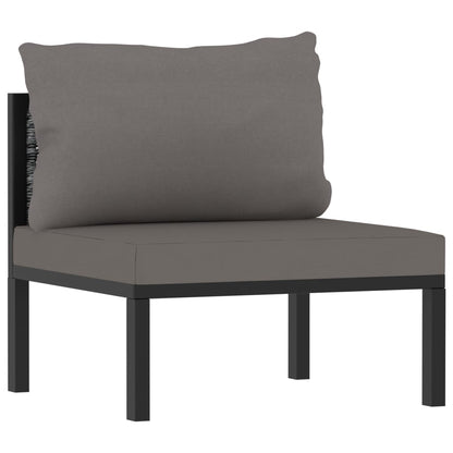 Haveloungesæt 6 Dele Med Hynde Polyrattan Antracitgrå - Billede 9