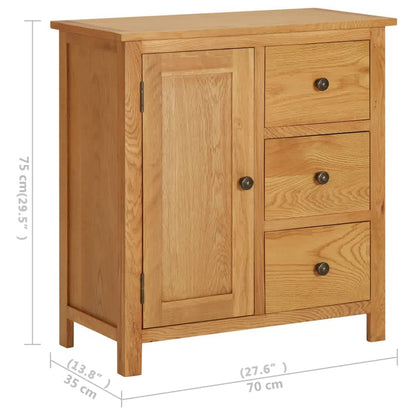 Skænk 70x35x75 Cm Massivt Egetræ - Billede 8