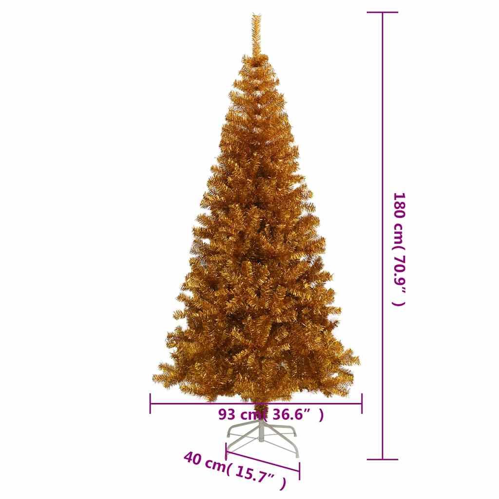 Kunstigt Juletræ Med Juletræsfod 180 Cm PET Guldfarvet - Billede 6