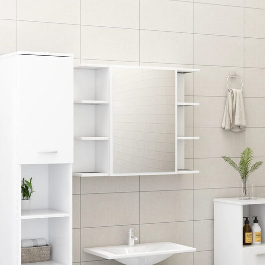Badeværelsesskab Med Spejl 80X20,5X64 Cm Konstrueret Træ