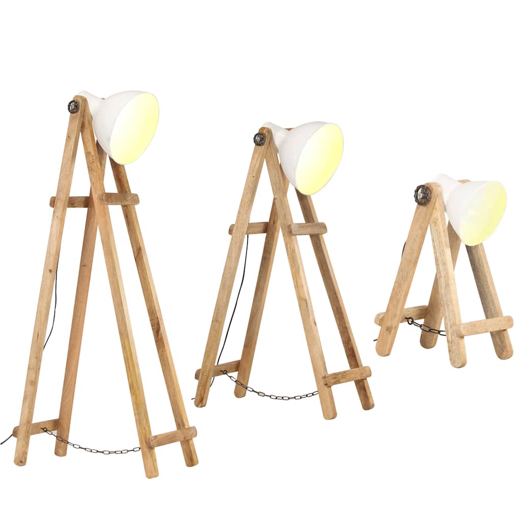 Gulvlamper 3 Stk. E27 Massivt Mangotræ - Billede 2