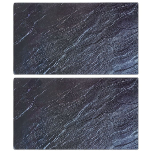 Skærebrætter 2 Stk. Naturstensmønster Hærdet Glas