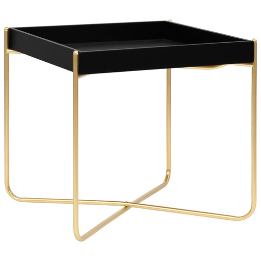 Sidebord 38X38X38,5 Cm Mdf Sort Og Guldfarvet