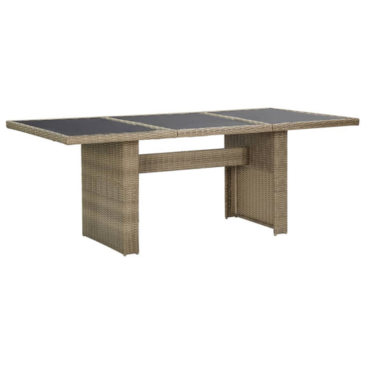 Havebord 200X100X74 Cm Glas Og Polyrattan Brun