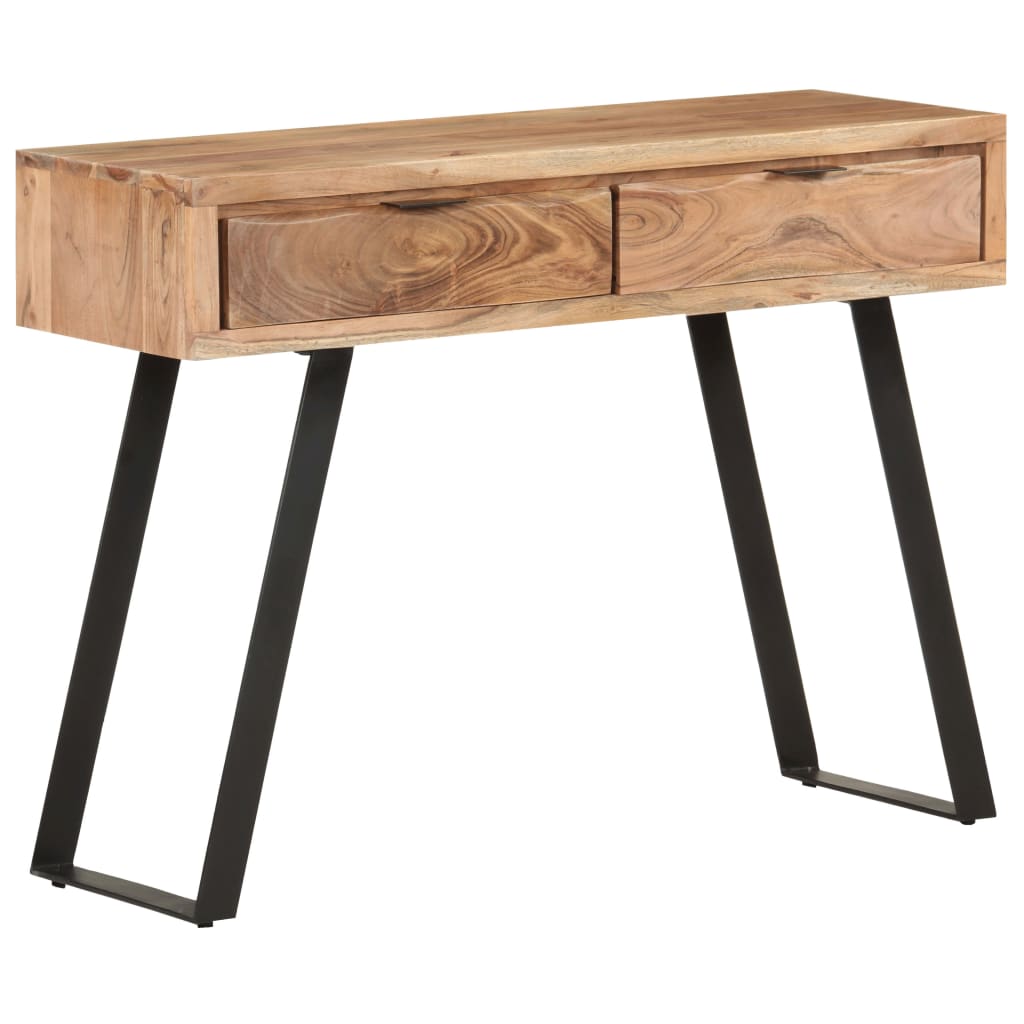 Konsolbord 100x35x76 Cm Massivt Akacietræ Med Naturlige Kanter - Billede 11