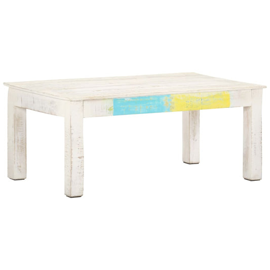 Sofabord 110X60X45 Cm Massivt Mangotræ Hvid
