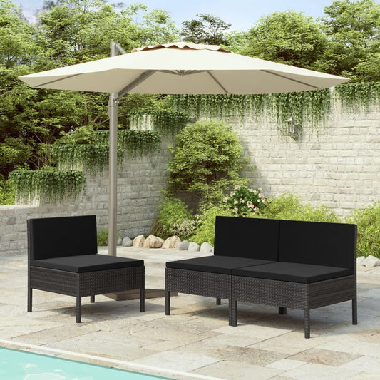 Havestole 3 Stk. Med Hynder Polyrattan