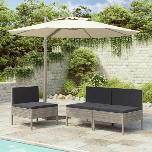 Havestole 3 Stk. Med Hynder Polyrattan