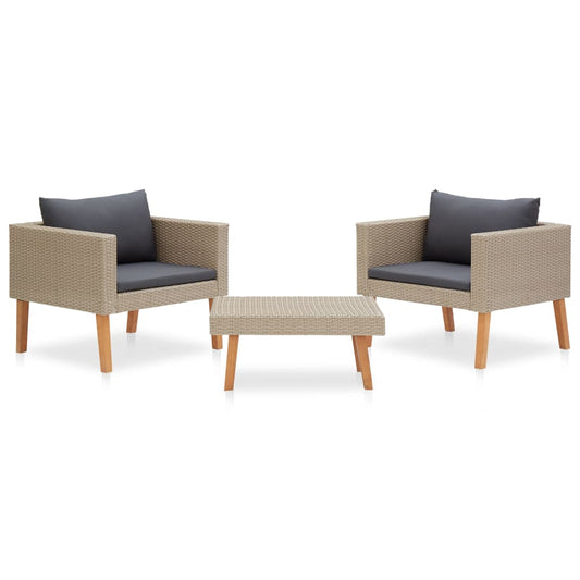 Haveloungesæt 3 Dele Med Hynder Polyrattan