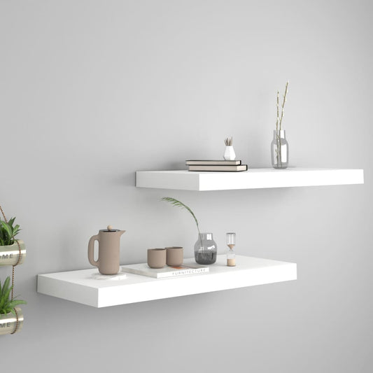 Væghylder 2 Stk. 60X23,5X3,8 Cm Mdf Hvid