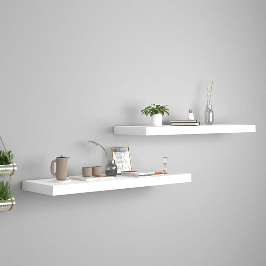 Væghylder 2 Stk. 80X23,5X3,8 Cm Mdf Hvid