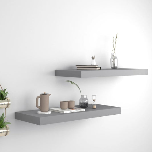Væghylder 2 Stk. 60X23,5X3,8 Cm Mdf Grå