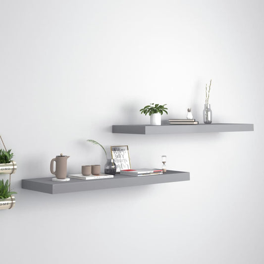 Væghylder 2 Stk. 80X23,5X3,8 Cm Mdf Grå