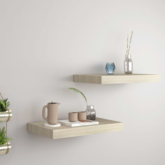 Væghylder 2 Stk. 40X23X3,8 Cm Mdf Egetræsfarve Egetræsfarvet