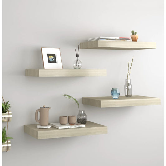 Væghylder 4 Stk. 40X23X3,8 Cm Mdf Egetræsfarve Egetræsfarvet