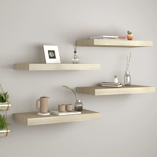 Væghylder 4 Stk. 50X23X3,8 Cm Mdf Egetræsfarve Egetræsfarvet