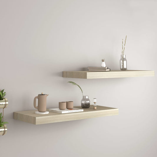 Væghylder 2 Stk. 60X23,5X3,8 Cm Mdf Egetræsfarve Egetræsfarvet