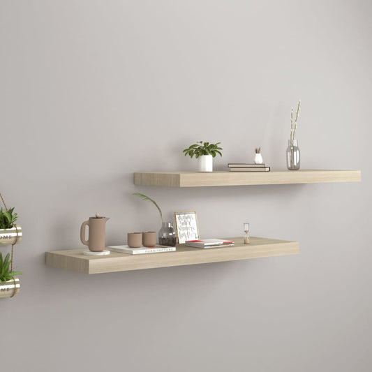 Væghylder 2 Stk. 80X23,5X3,8 Cm Mdf Egetræsfarve Egetræsfarvet