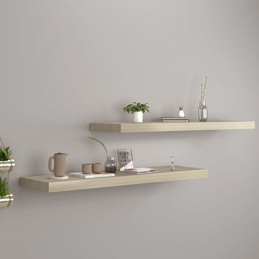 Væghylder 2 Stk. 90X23,5X3,8 Cm Mdf Egetræsfarve Egetræsfarvet