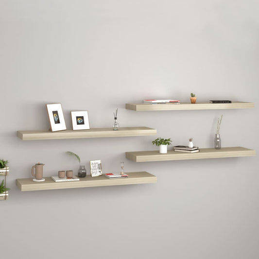 Væghylder 4 Stk. 90X23,5X3,8 Cm Mdf Egetræsfarve Egetræsfarvet
