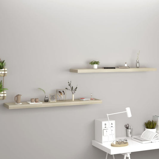 Væghylder 2 Stk. 120X23,5X3,8 Cm Mdf Egetræsfarve Egetræsfarvet