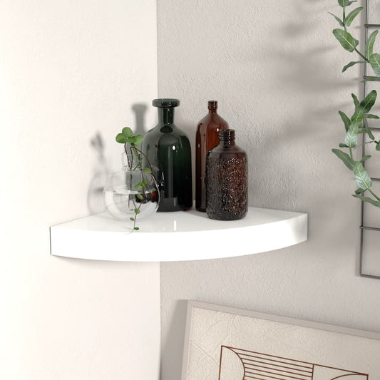 Hjørnehylde 25X25X3,8 Cm Mdf Hvid Højglans