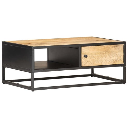 Sofabord Med Udskåret Låge 90X55X36 Cm Ru Mangotræ