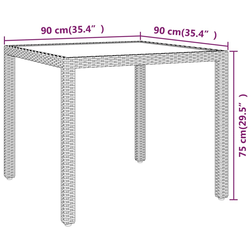 Havebord 90X90X75 Cm Polyrattan