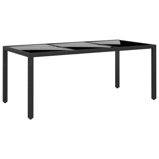 Havebord 190X90X75 Cm Hærdet Glas Og Polyrattan