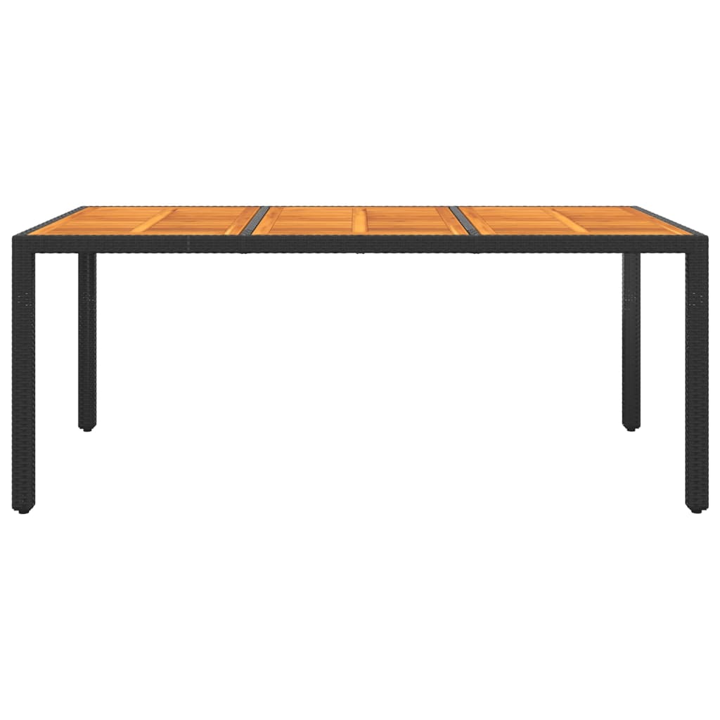 Havebord 190x90x75 Cm Akacietræ Og Polyrattan Sort - Billede 2