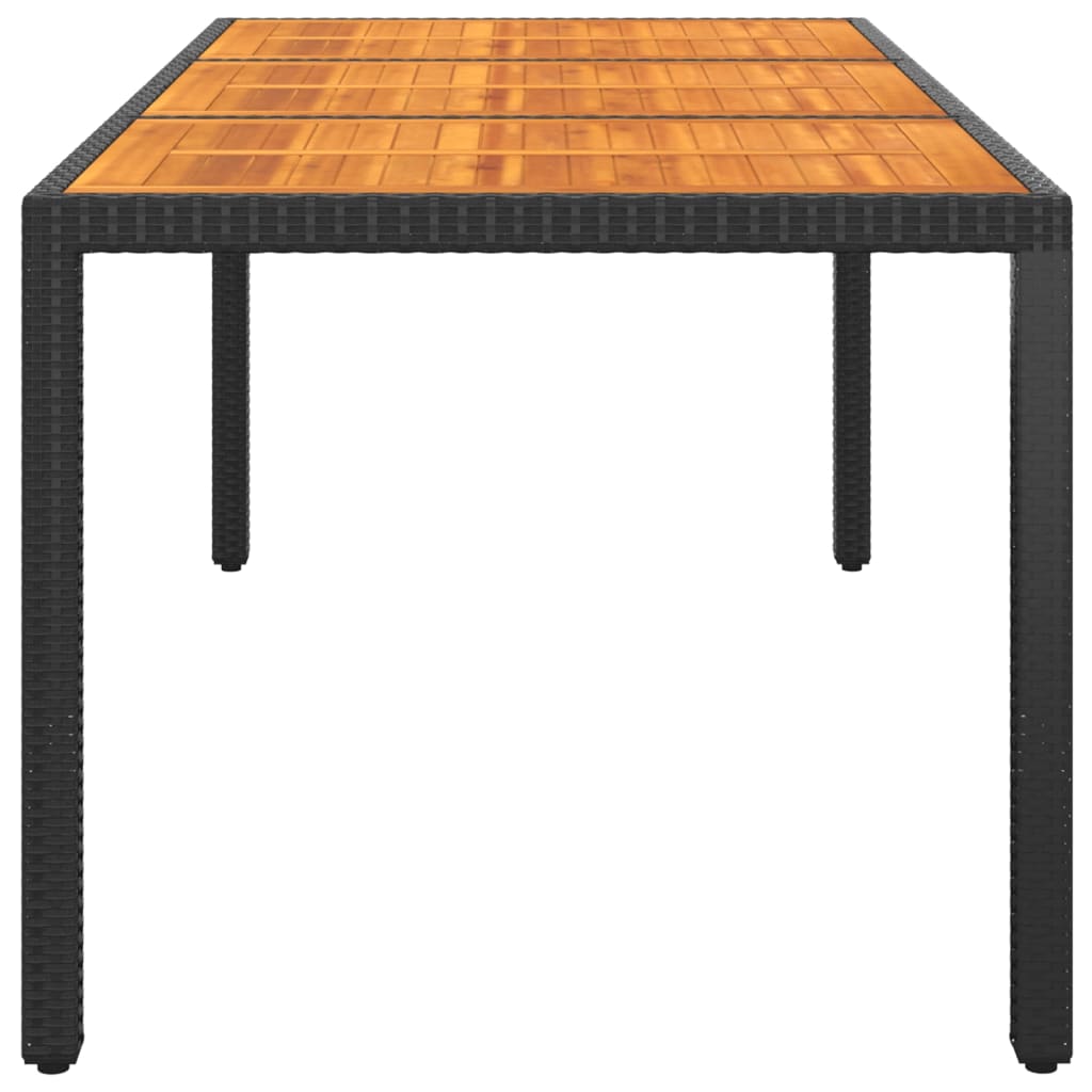 Havebord 190x90x75 Cm Akacietræ Og Polyrattan Sort - Billede 3