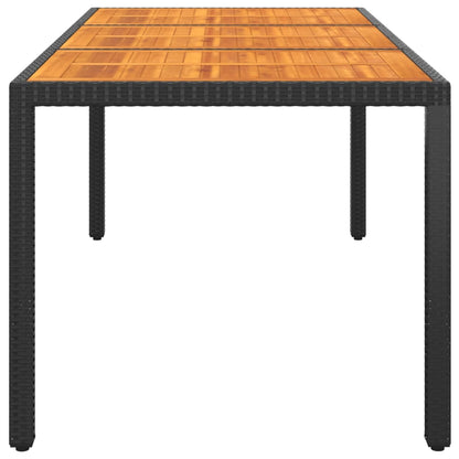 Havebord 190x90x75 Cm Akacietræ Og Polyrattan Sort - Billede 3