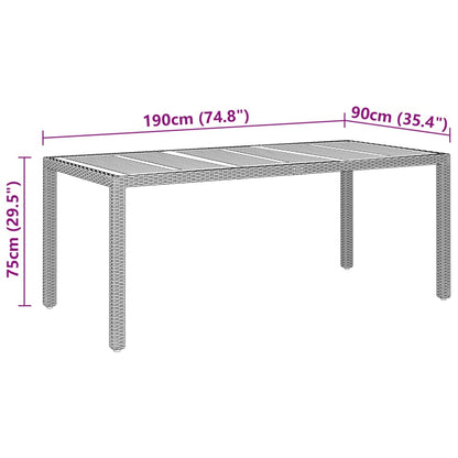 Havebord 190x90x75 Cm Akacietræ Og Polyrattan Sort - Billede 5
