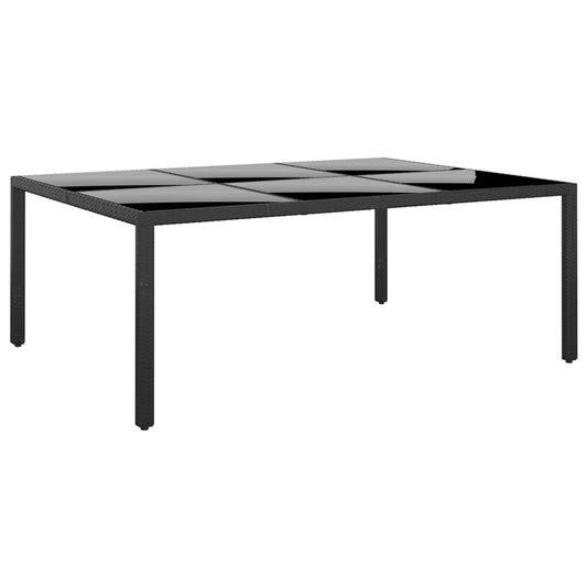 Havebord 200X150X75 Cm Hærdet Glas Og Polyrattan