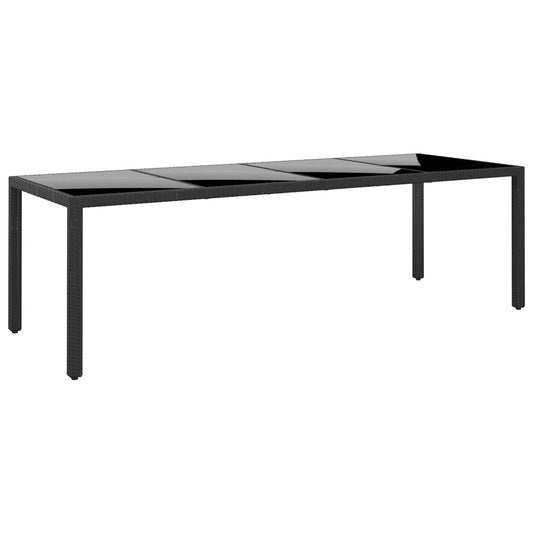 Havebord 250X100X75 Cm Hærdet Glas Og Polyrattan