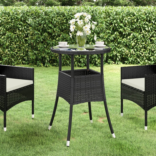 Havebord Ø60X75 Cm Hærdet Glas Og Polyrattan