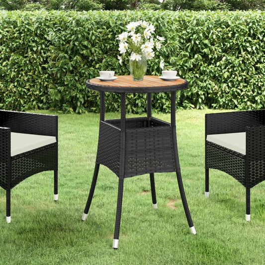 Havebord Ø60X75 Cm Akacietræ Og Polyrattan
