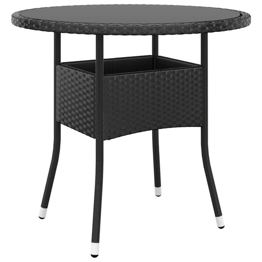 Havebord Ø80X75 Cm Hærdet Glas Og Polyrattan