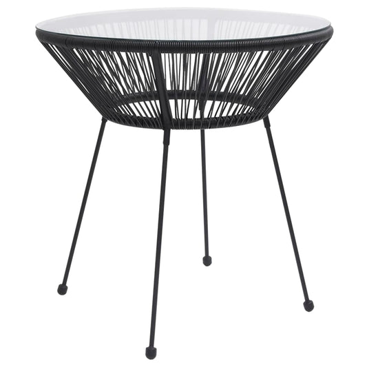 Havebord Ø70X74 Cm Rattan Og Glas Sort