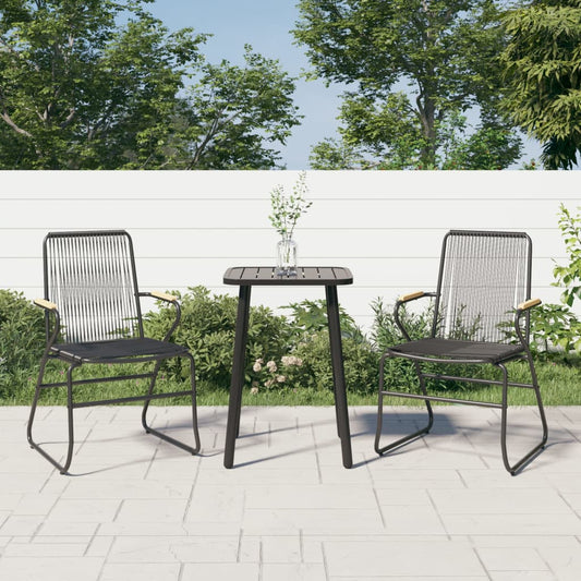 Havestole 2 Stk. 58X59X85,5 Cm Pvc-Rattan Sort Hvid Og Blå