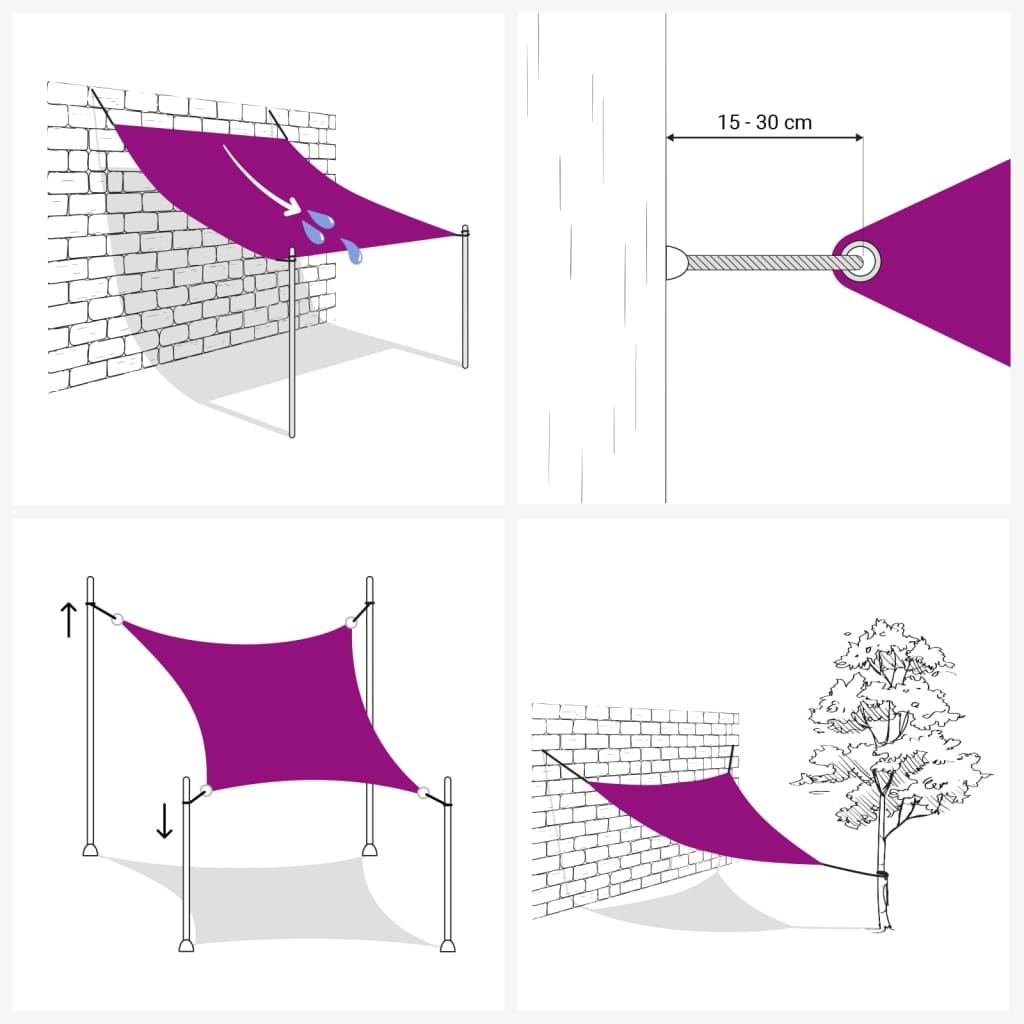 Solsejl 2,5X2,5 M 160 G/M² Hdpe Antracitgrå