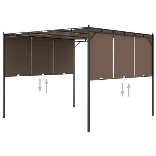 Havepavillon Med Gardin 3X3X2,25 M Gråbrun