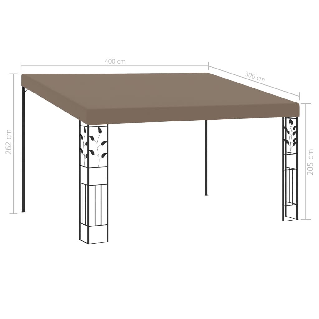 Vægmonteret Pavillon 4x3x2,5 M Gråbrun - billede 6