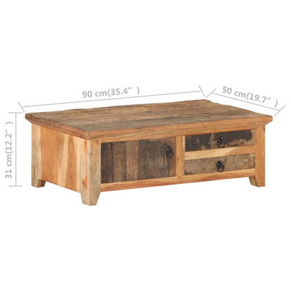 Sofabord 90x50x31 Cm Massivt Genbrugstræ - Billede 7