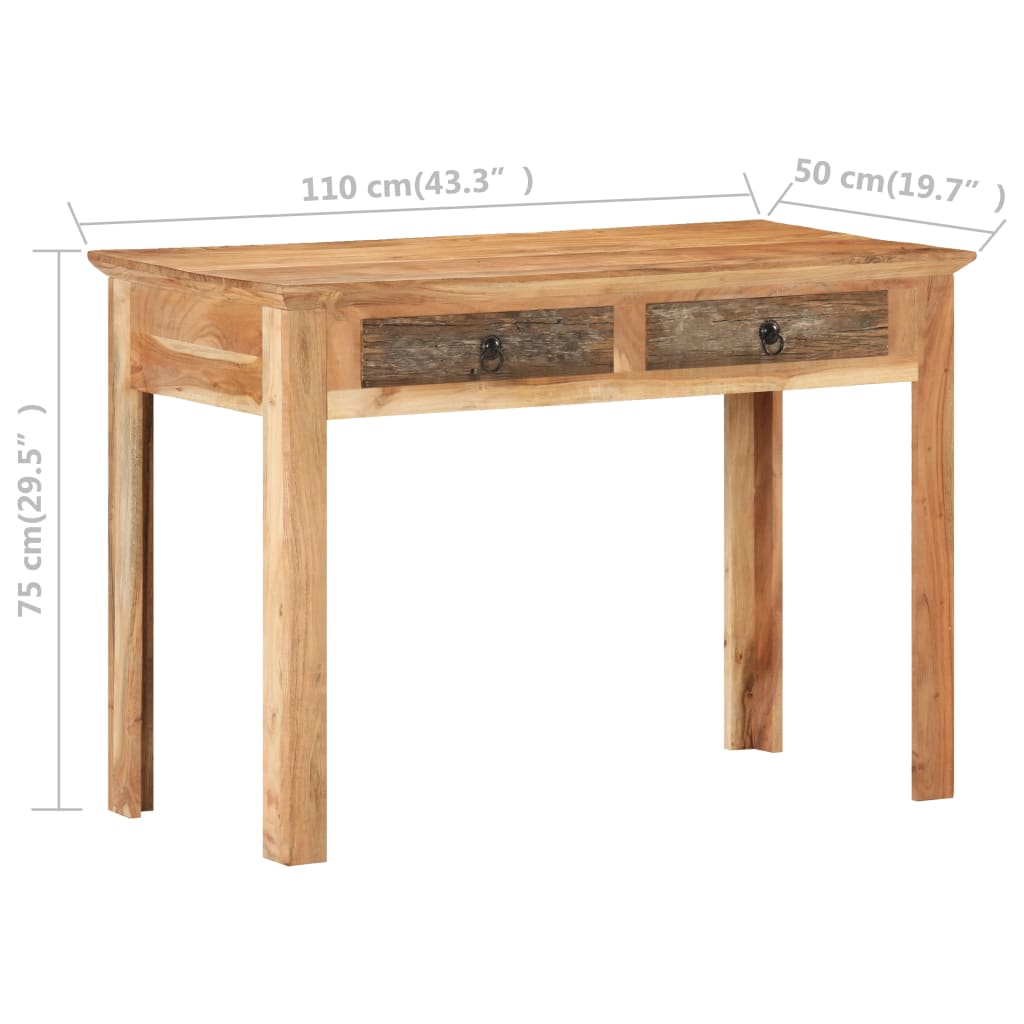 Skrivebord 110x50x75 Cm Massivt Genbrugstræ - Billede 7
