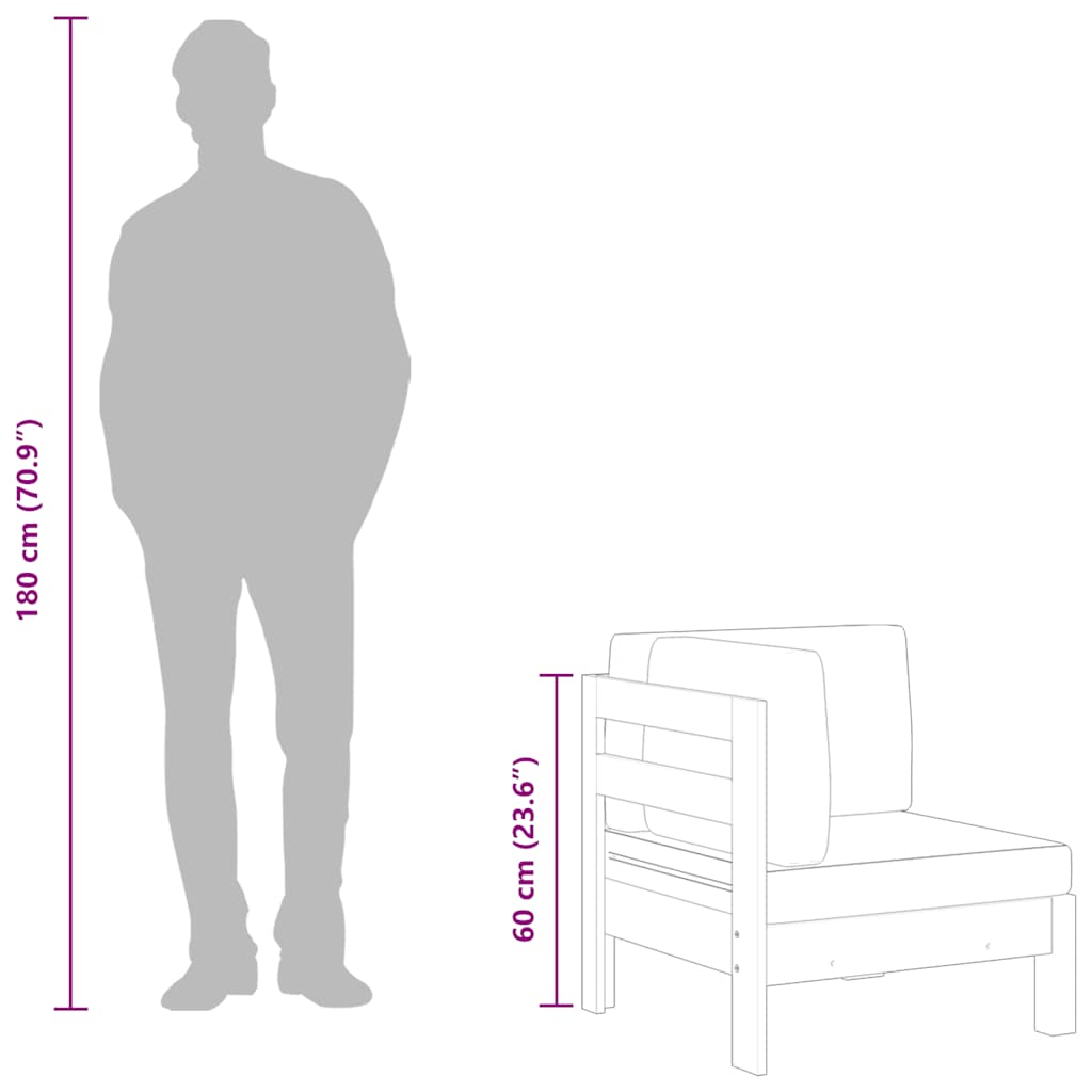 Hjørnedel Til Sofa Massivt Akacietræ