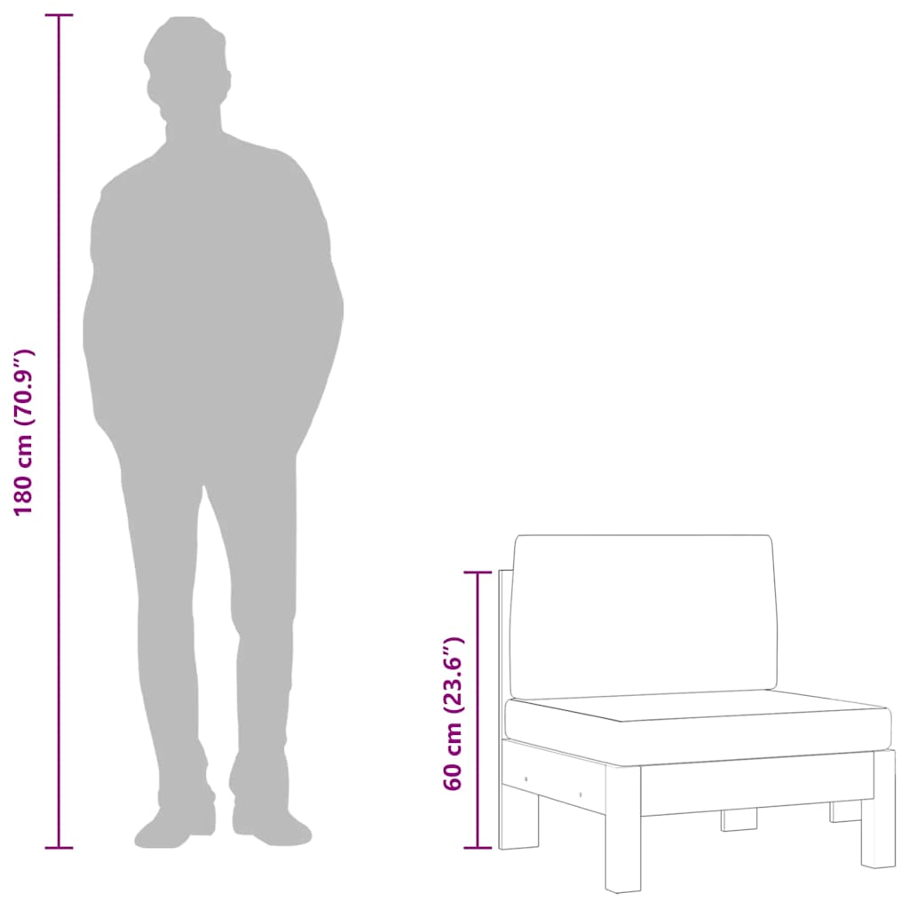 Midterdel Til Sofa Massivt Akacietræ