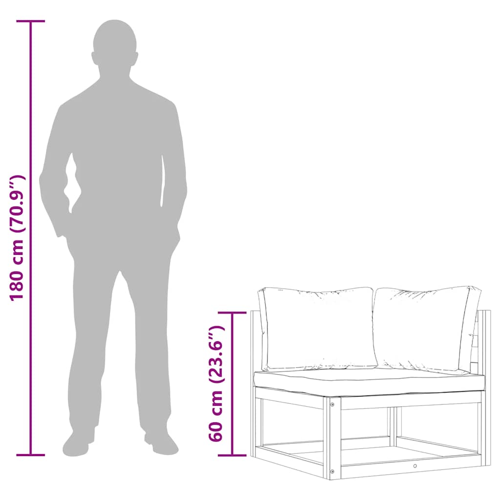 Hjørnesofa 2 Stk. Massivt Akacietræ