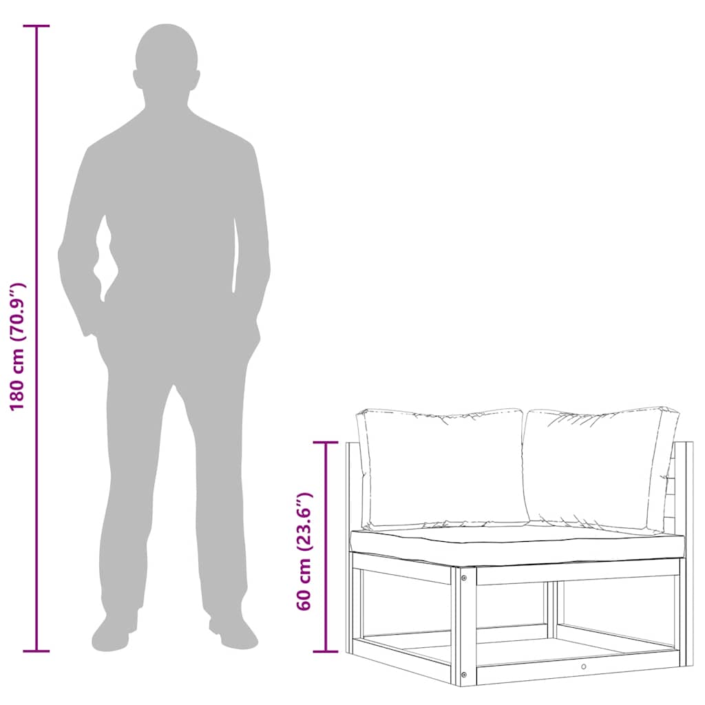 Sofasæt 2 Dele Massivt Akacietræ