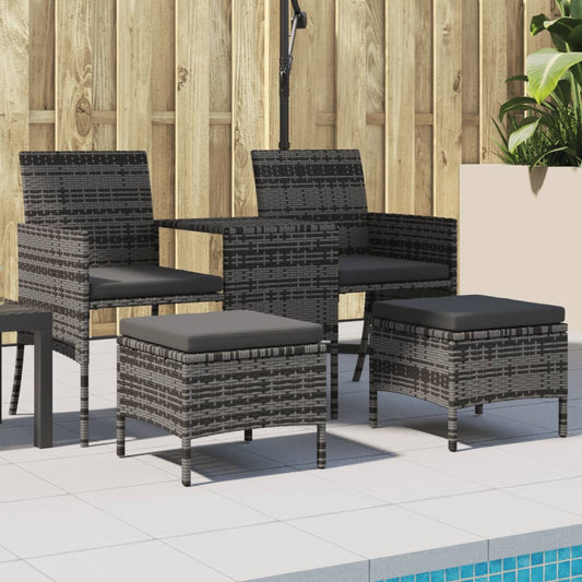 2-Personers Havesofa Med Tebord Og Taburetter Polyrattan